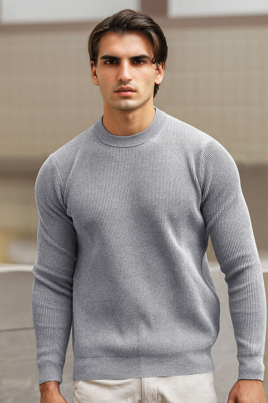 Round Neck Sweater - Grey