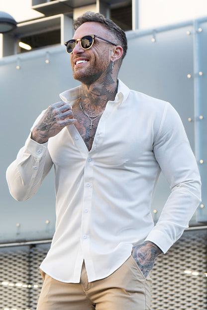 men's white long sleeve shirt