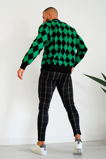 green men’s plaid sweater