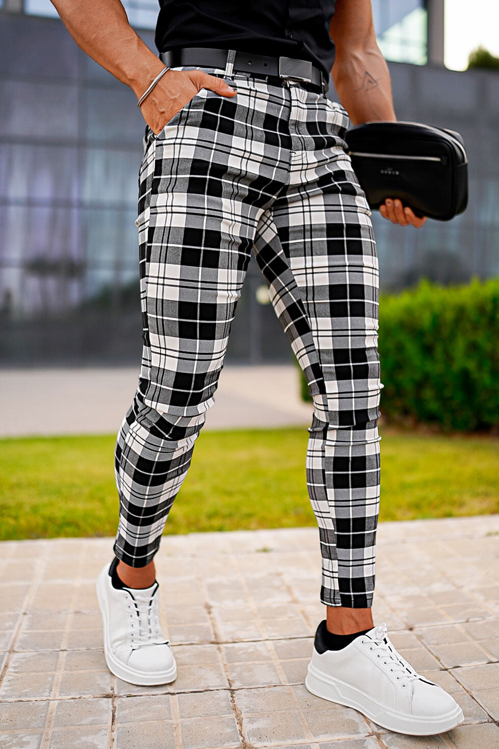 Men's Plaid Pant - Black And White