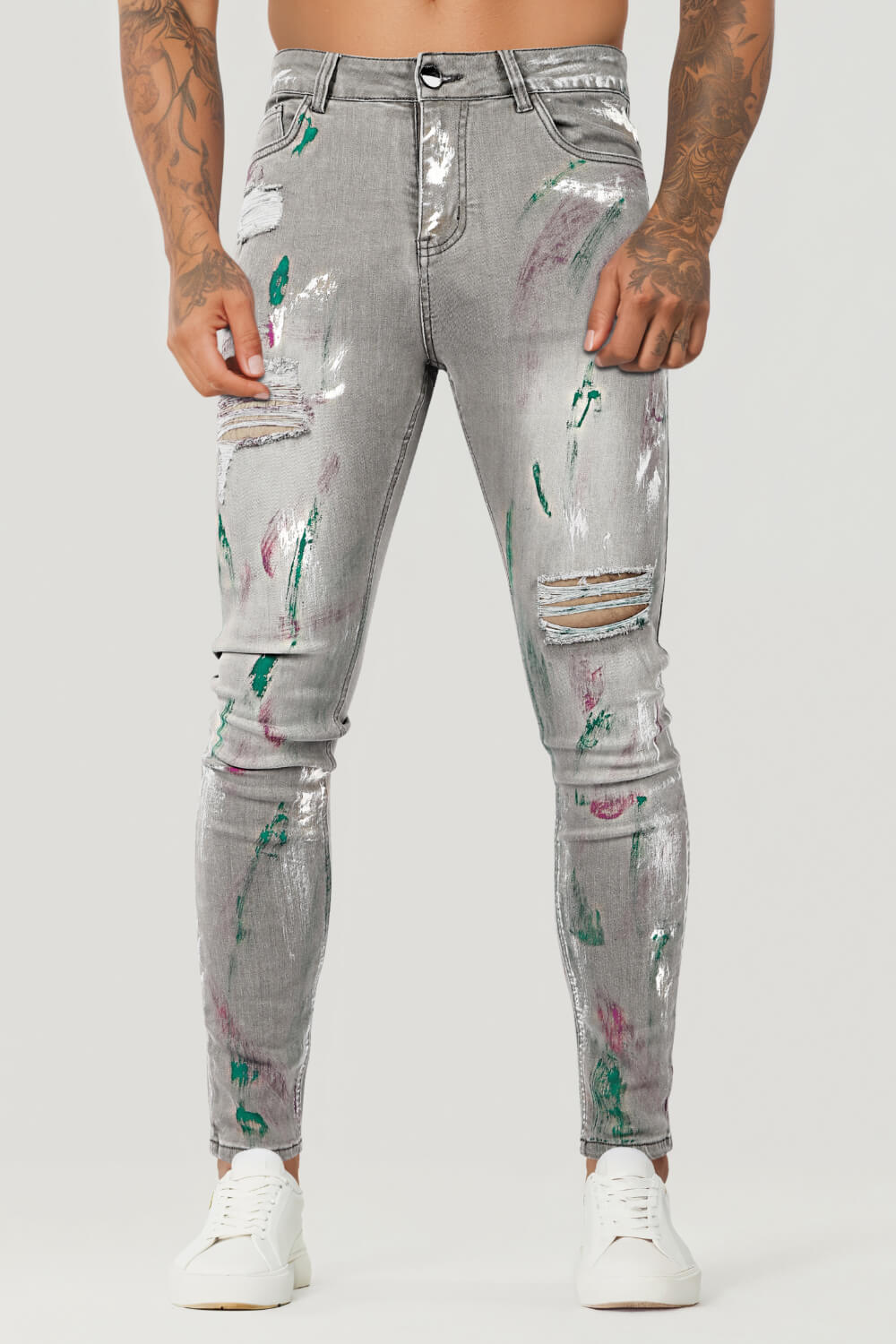 Jeans skinny personalizzati in misto moda Jeans strappati