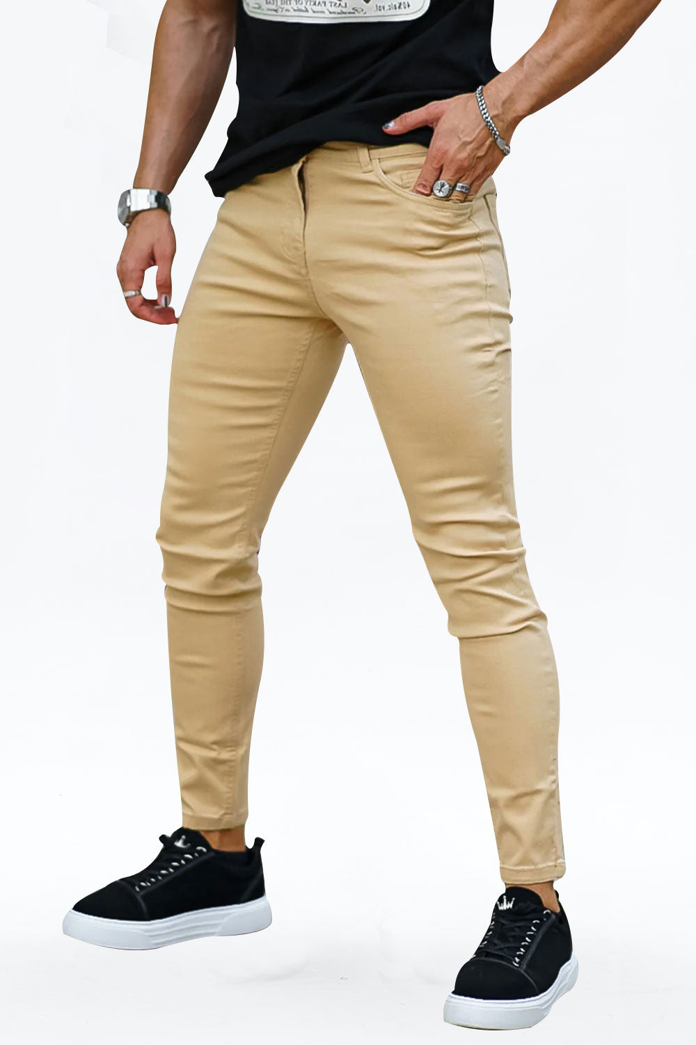 men's khaki skinny jeans