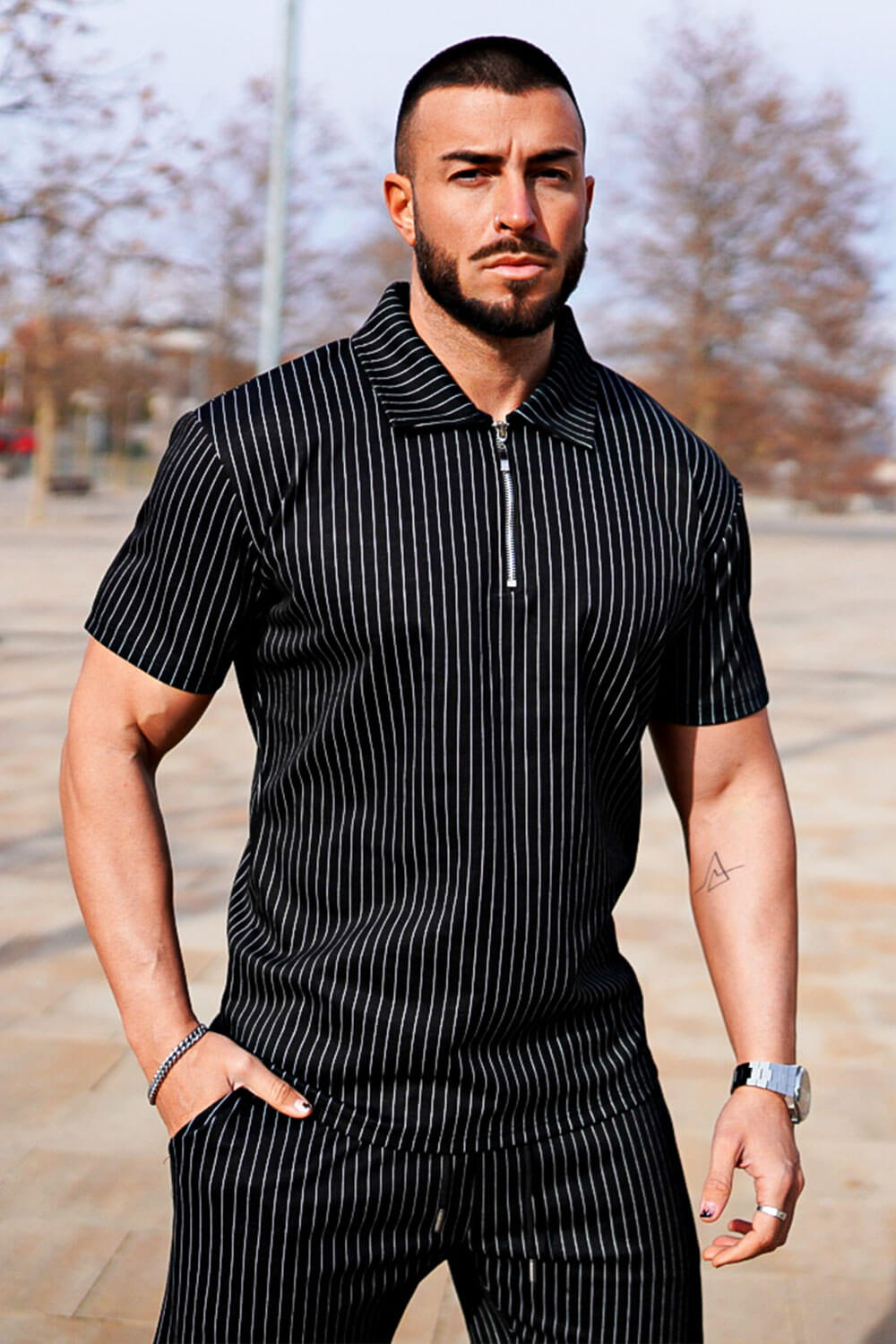 Men's Casual Sets - Stripe & Black