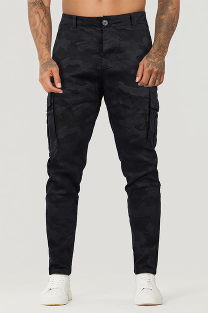 Men's Black Cargo Pant - Camouflage Dark Pattern