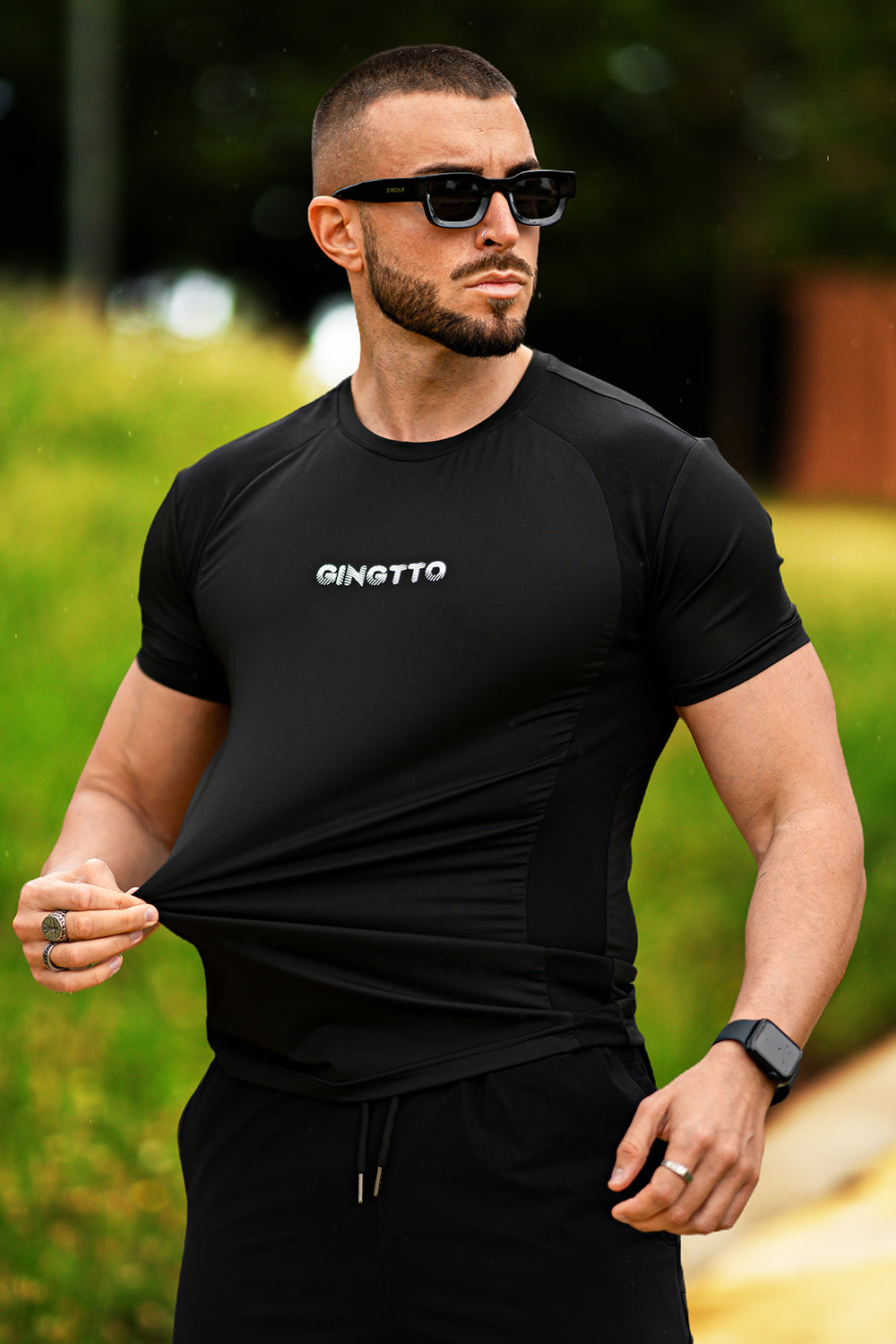 Men's Black Crew Neck T-Shirt - Slim Fit