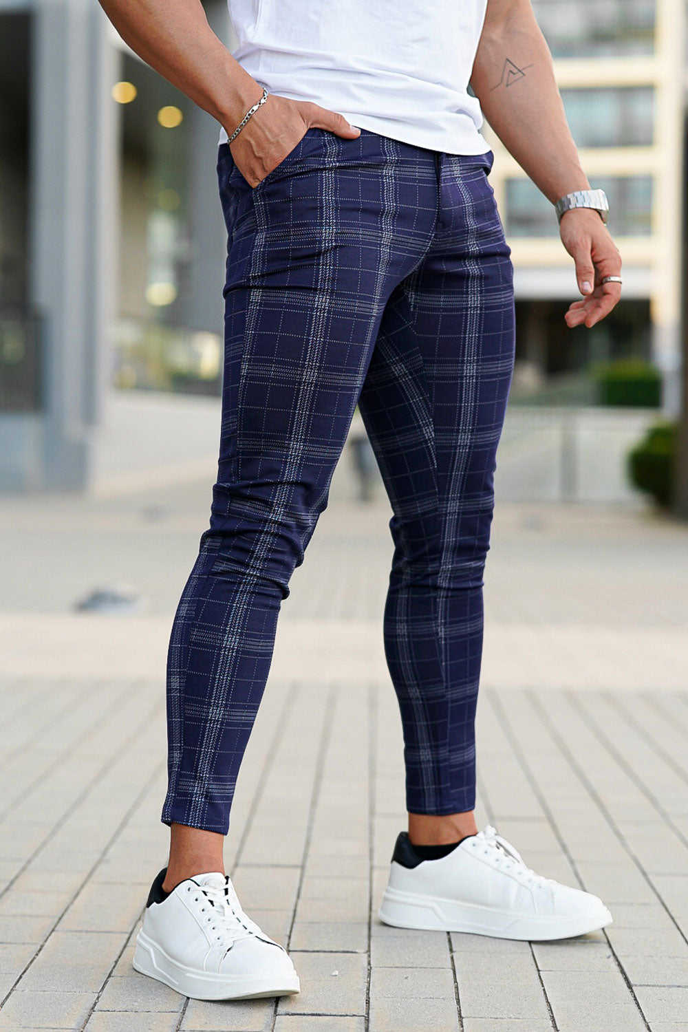 Vintage Chino Pants - Purple check