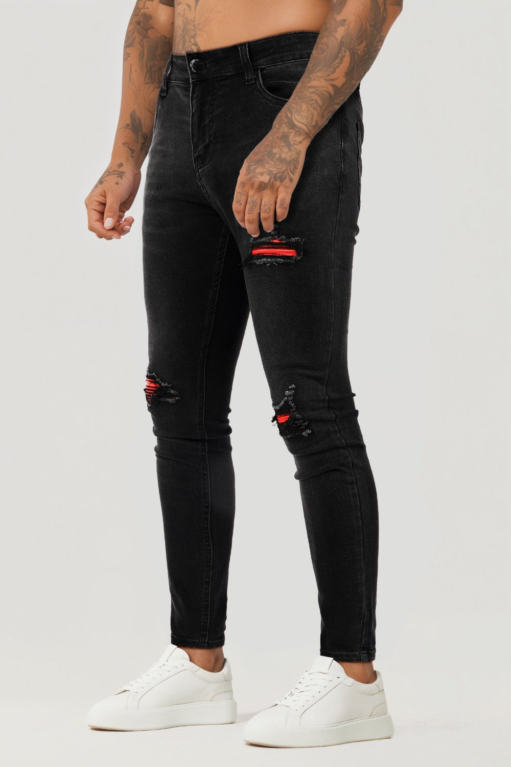 Men's Ripped Knee Skinny Jean - Black