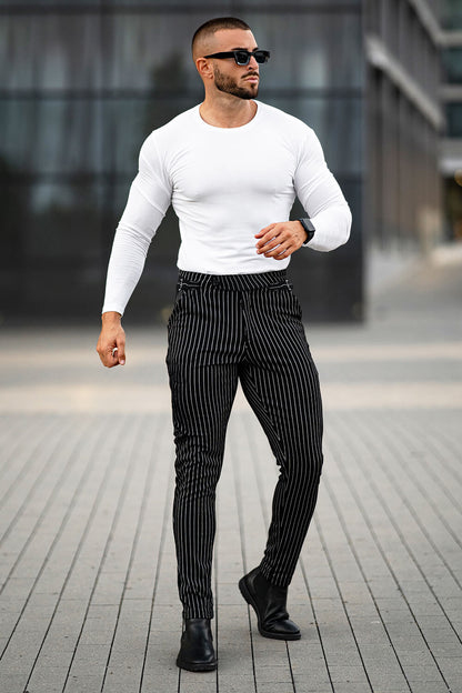 Men Casual Pant - Black & Stripe (Presale)