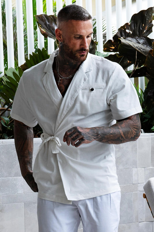 Men's White Dress Shirt - Lace-up