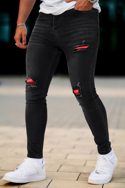 Men's Ripped Knee Skinny Jean - Black