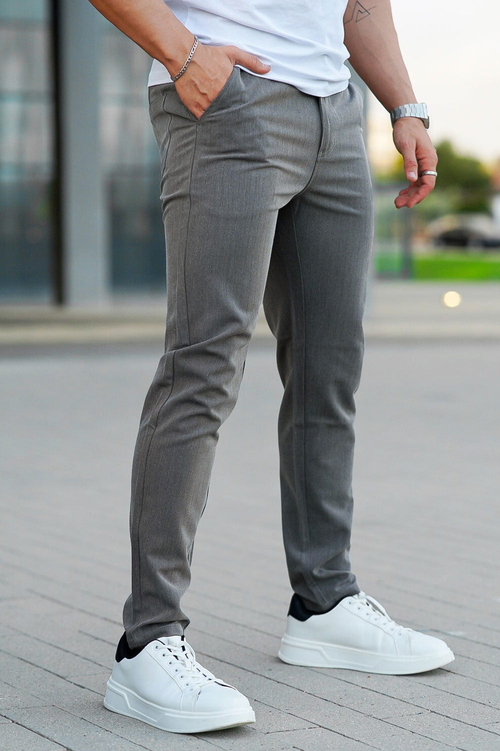 men's gray chino pants