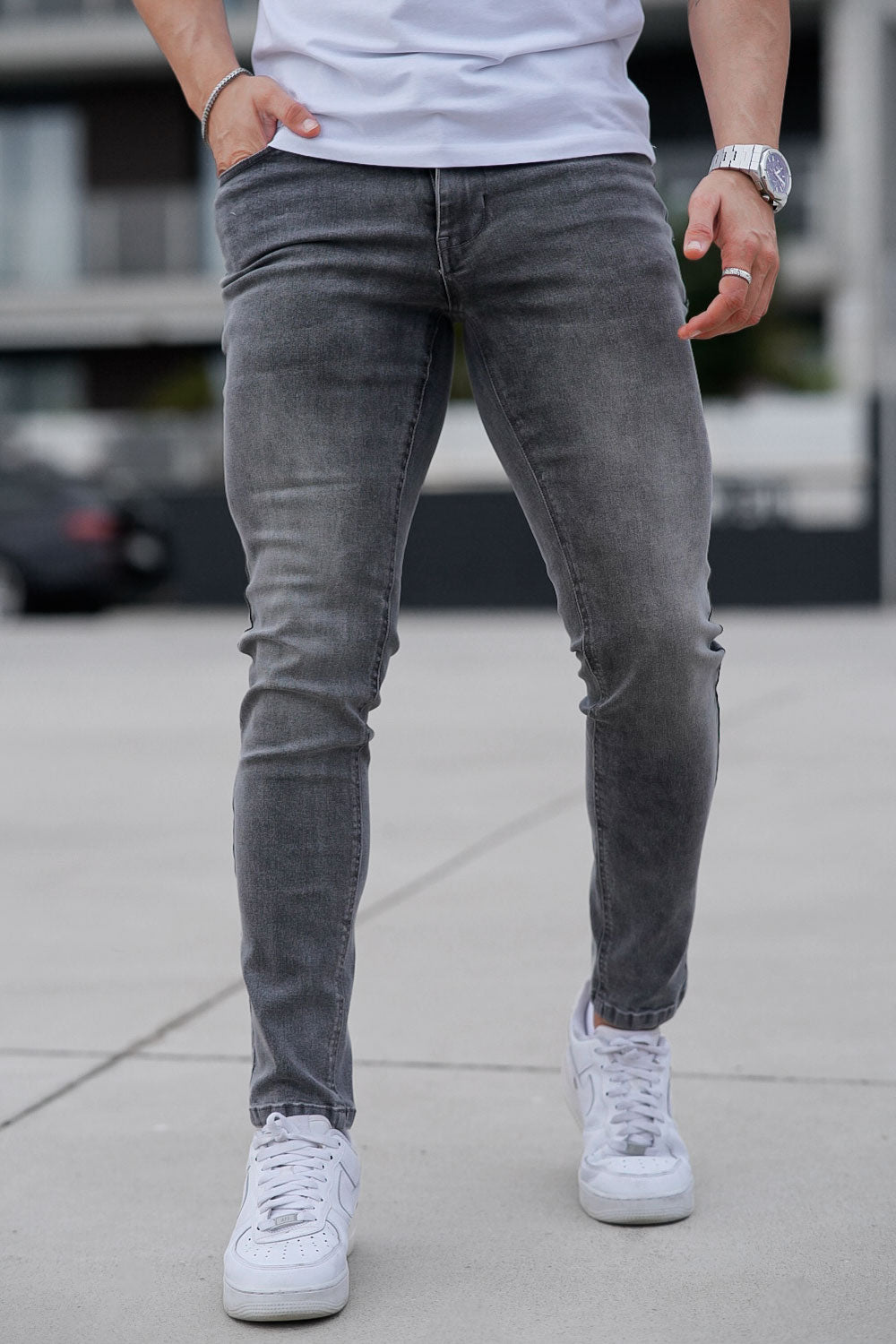 Men's Dark Gray Washed Skinny Jean