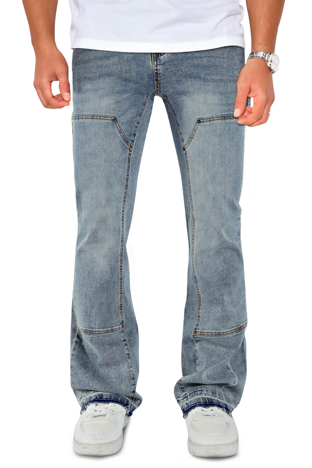 Men Denim Flare Pants - Blue