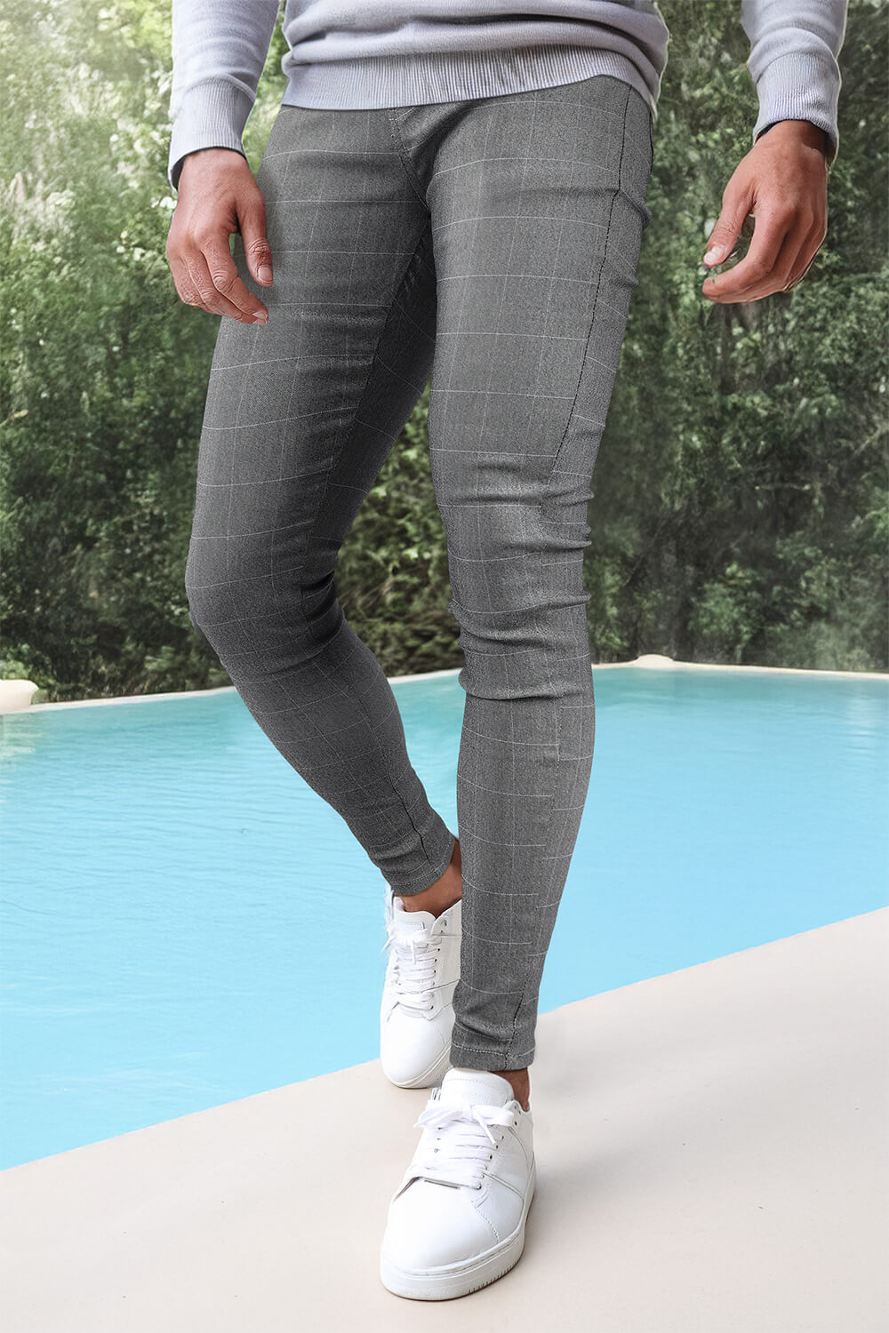 Graue Skinny-Hose für Herren – Lattice