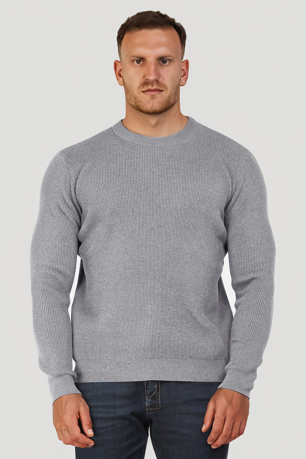 Round Neck Sweater - Grey