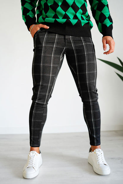 black plaid chino pants