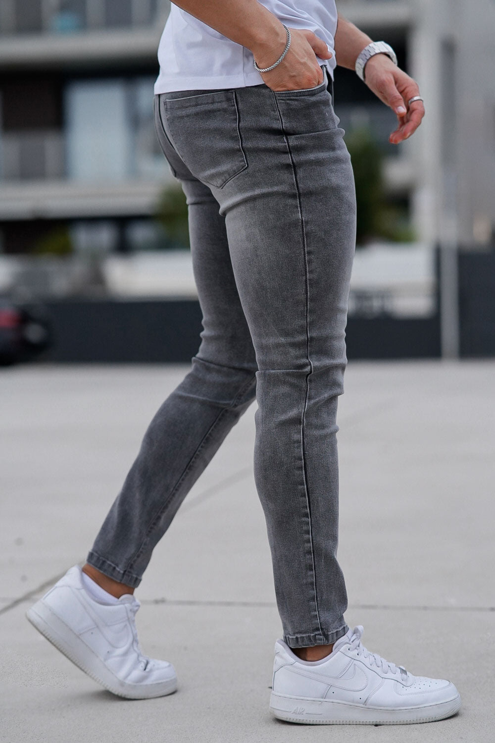 Men's Dark Gray Washed Skinny Jean