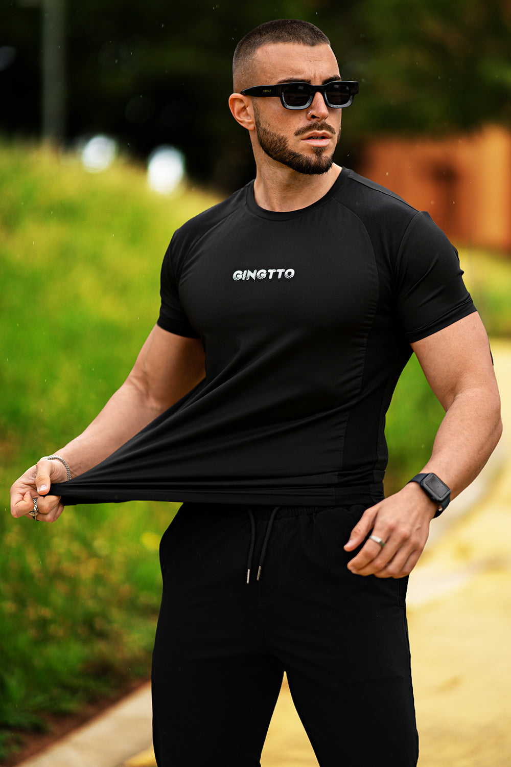 Men's Black Crew Neck T-Shirt - Slim Fit