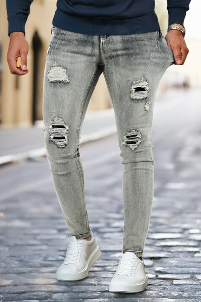 Men's Ripped Knee Skinny Jean - Light Blue