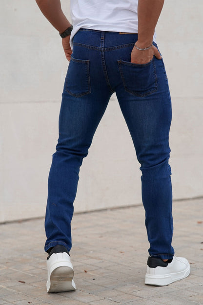 navy blue slim fit jeans