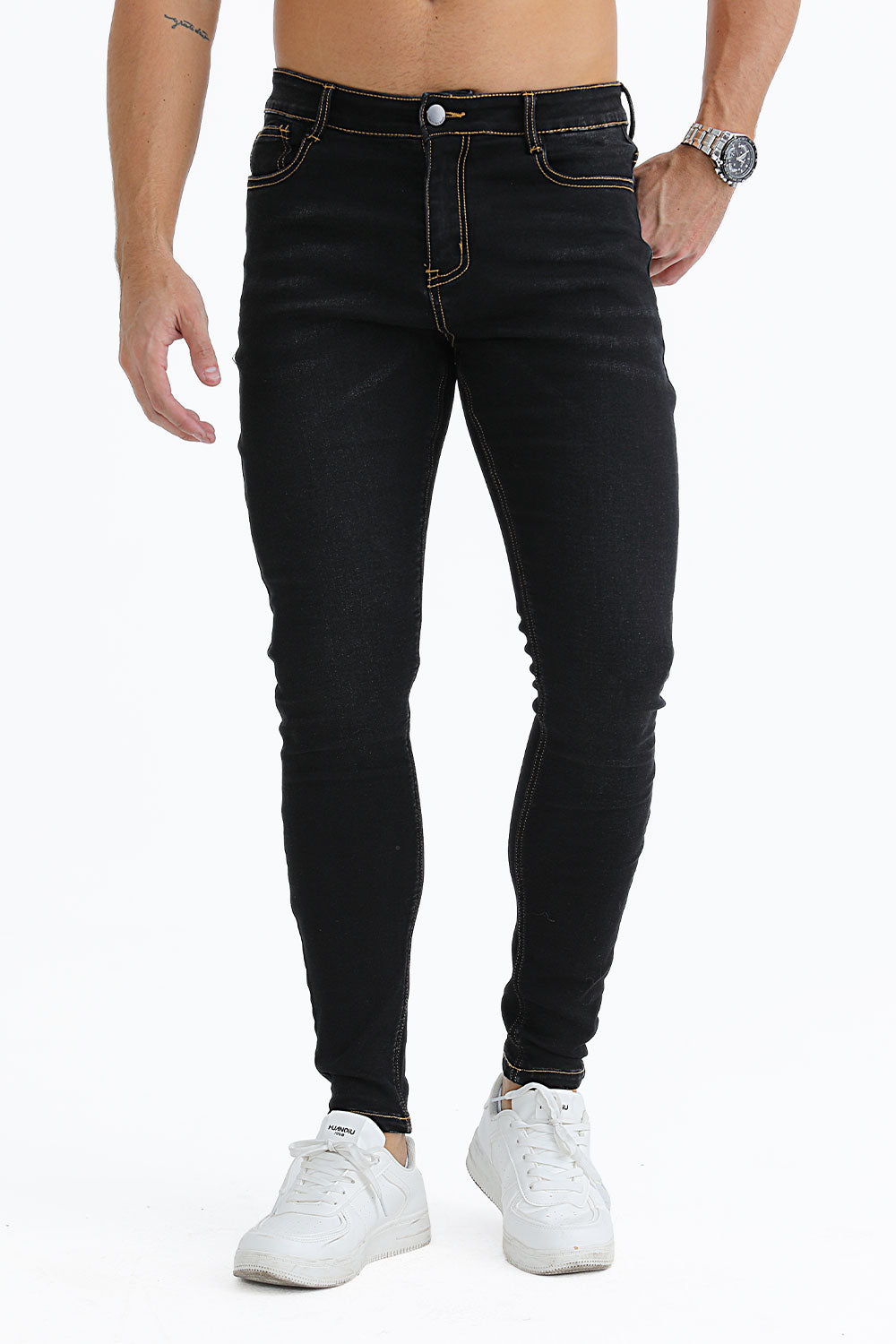 relaxed skinny jeans - black