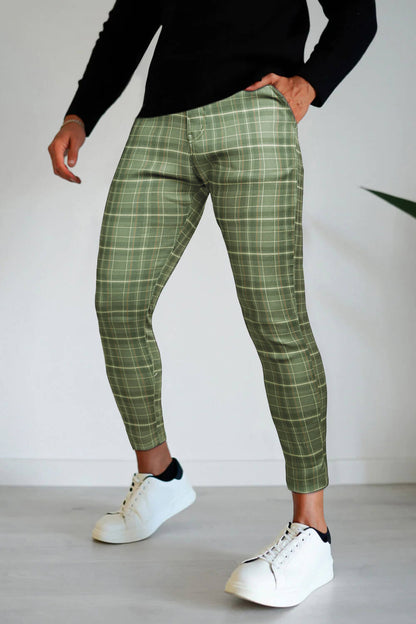 Men's Relaxed Chino Pant - Green Lattice