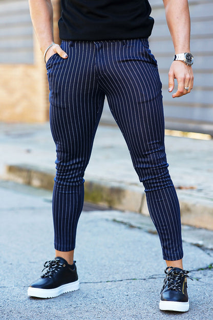 Men's Blue Striped Trouser