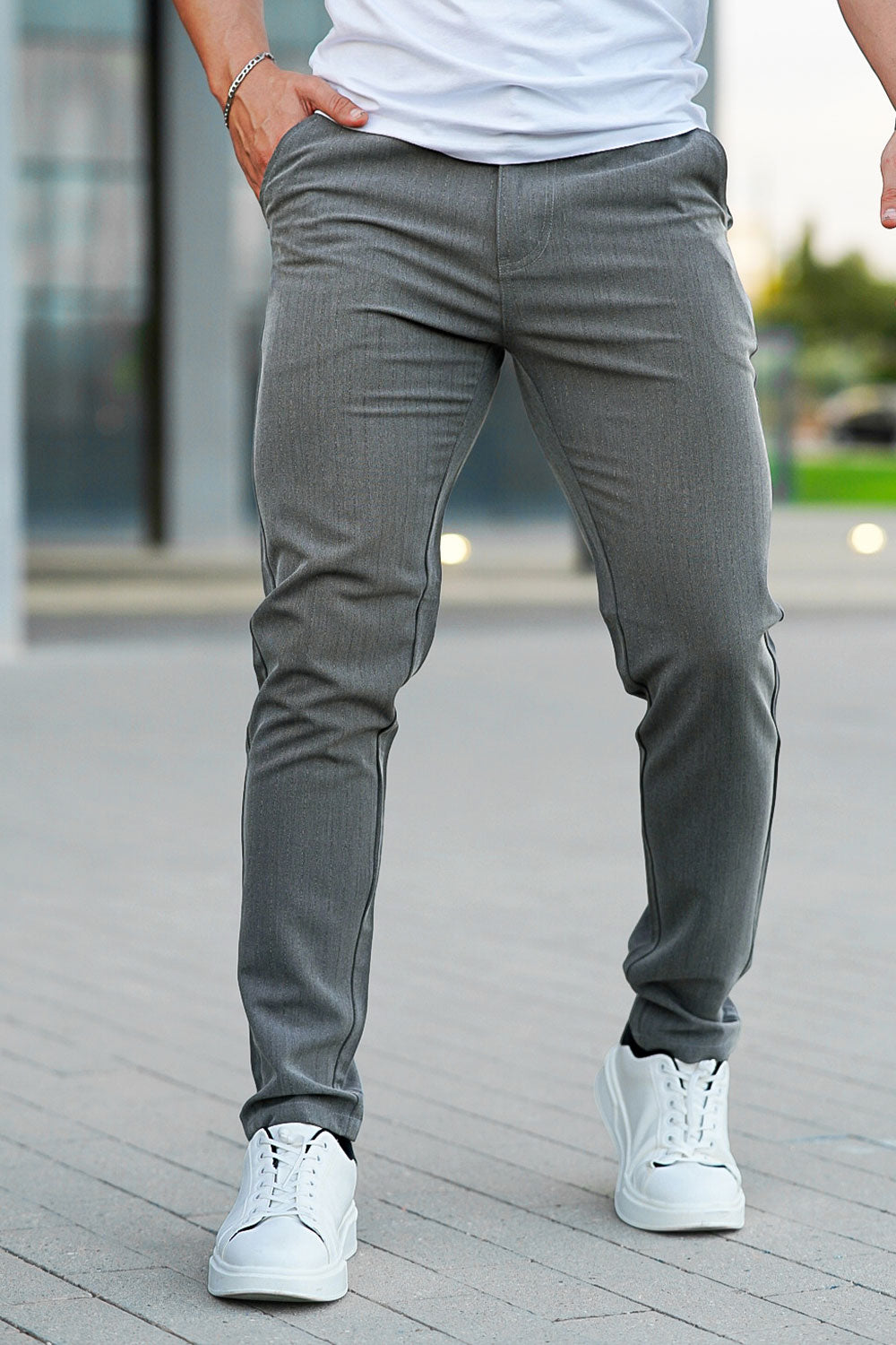 men's gray chino pants