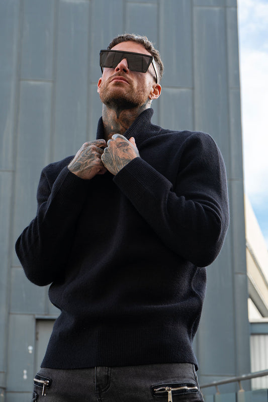 men's black turtleneck sweater