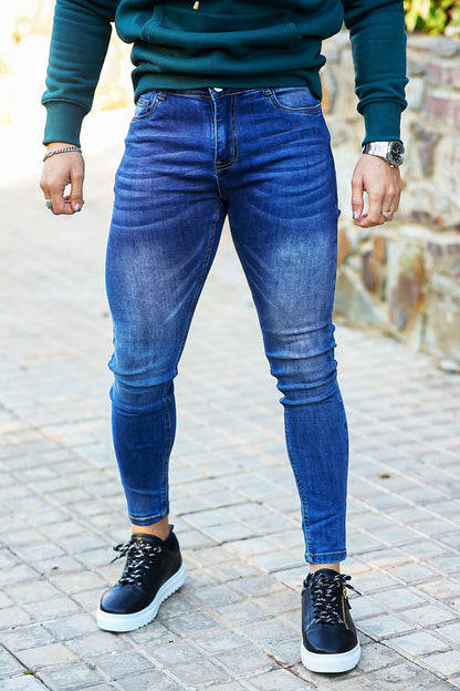 men's super skinny blue jeans