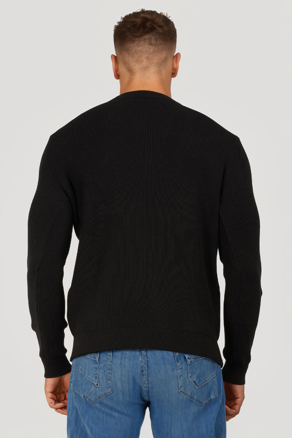 Men Round Neck Sweater - Black