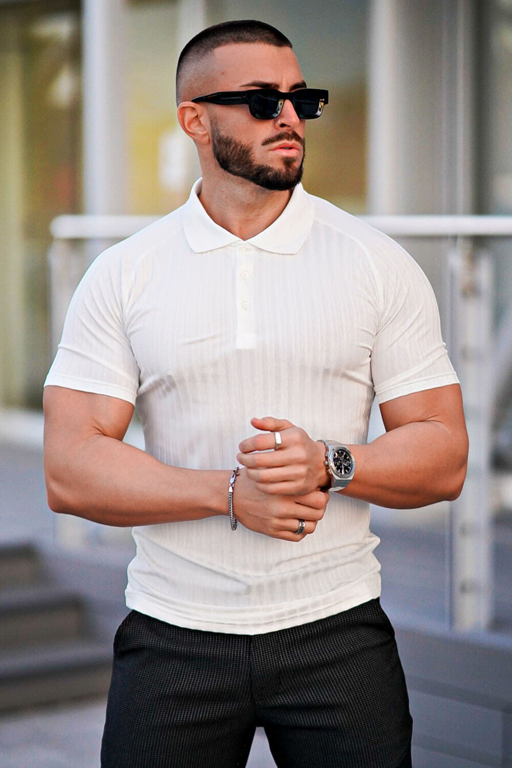 Men's Slim Fit Short Sleeve Polo Shirts - White