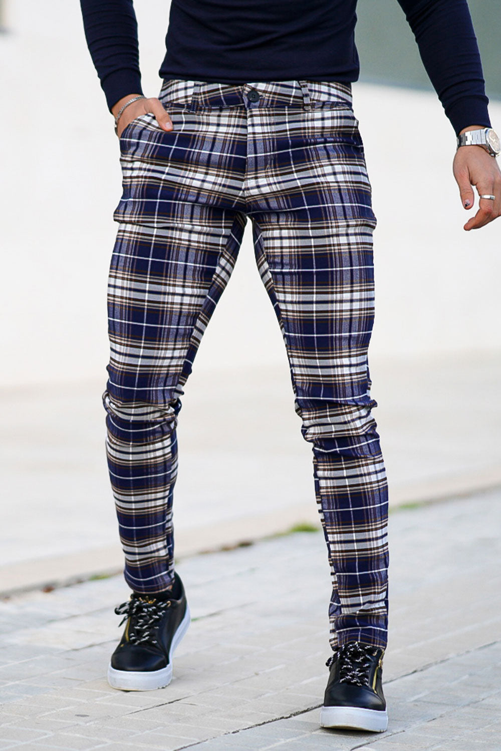 checkered chino pants