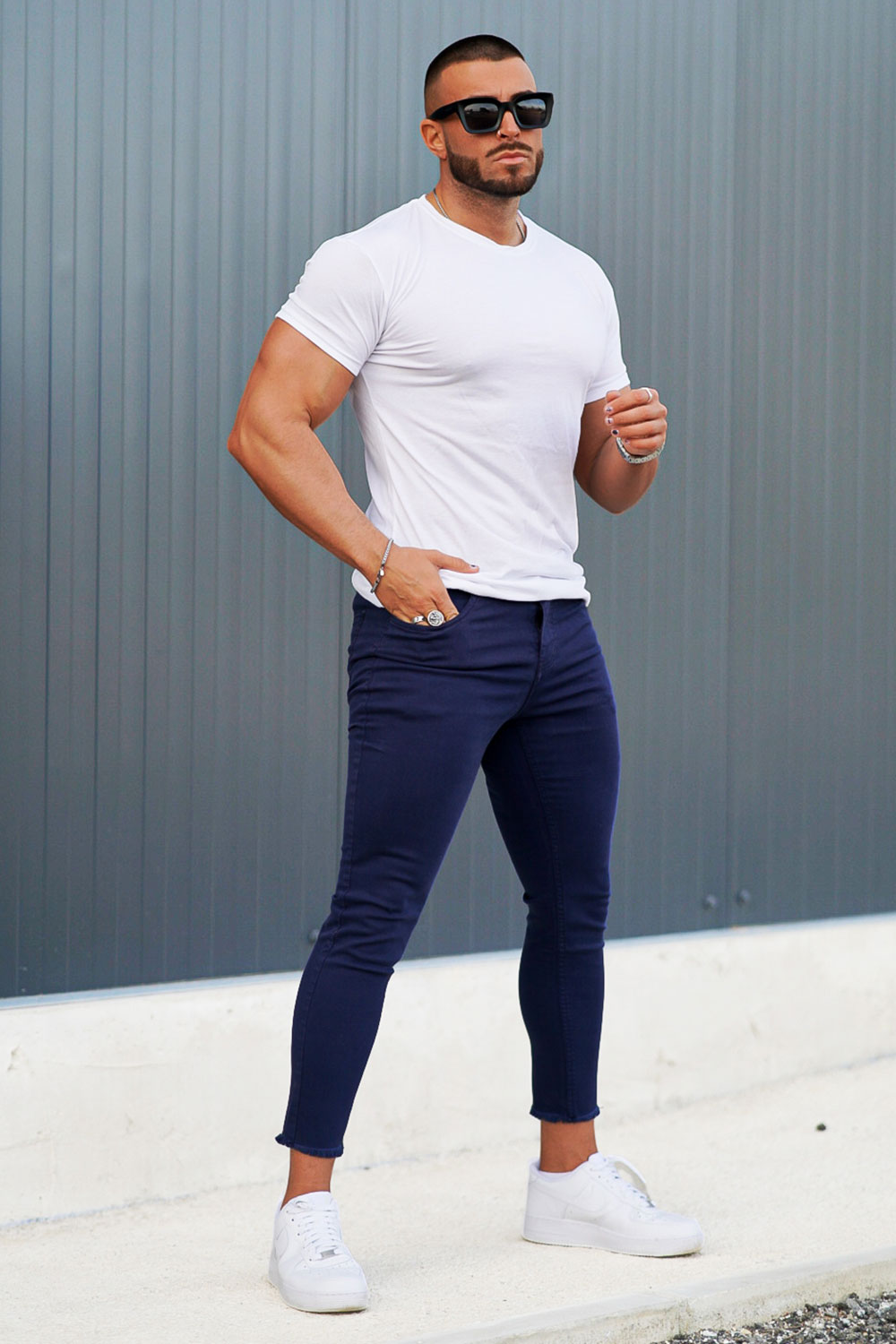 navy blue skinny jeans