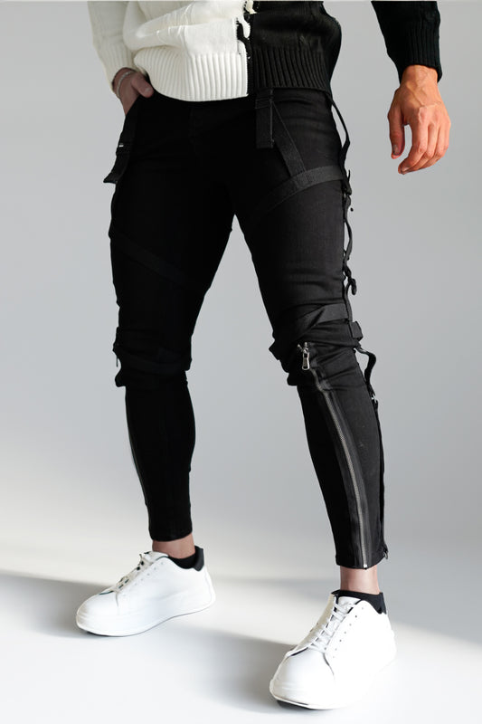 GESCHEURDE SKINNY JEANS-ZWART