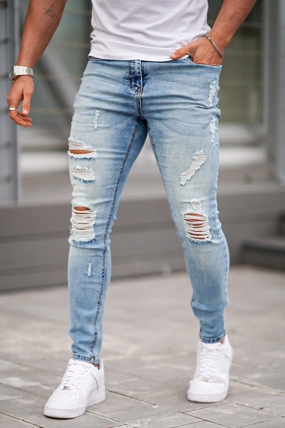 Men's Ripped Skinny Jean - Light Blue