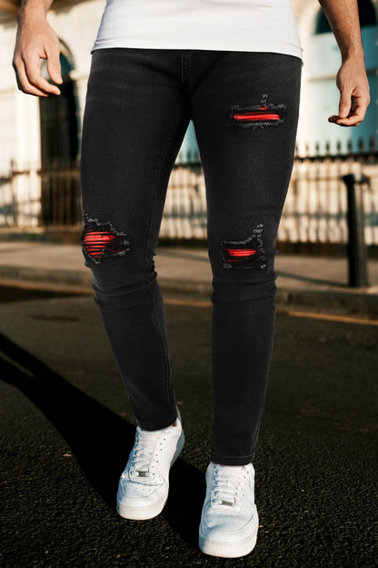 Men's Ripped Knee Skinny Jean - Black