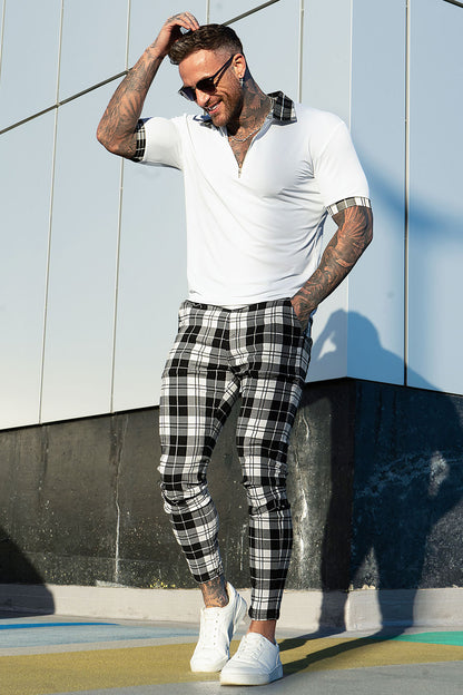  relaxed chino pants - grey & plaid