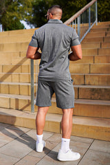 Men's Casual Sets - Stripe & Dark Grey