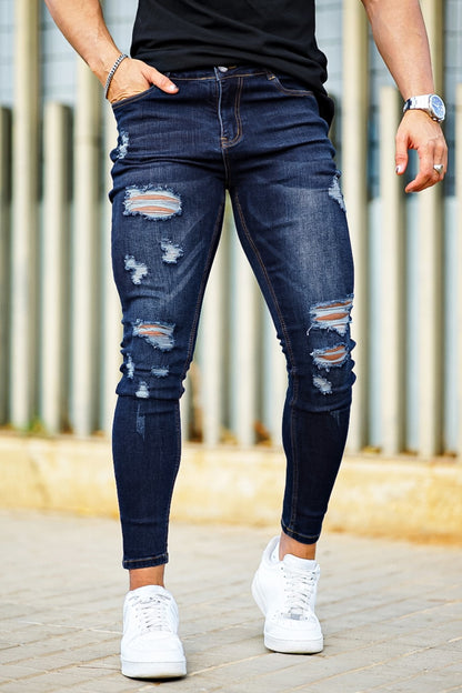 JEANS SKINNY CON ESTILO NEGRO PARA HOMBRE