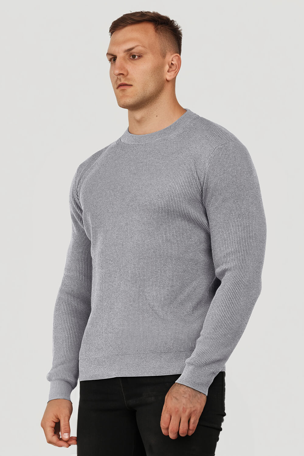 Round Neck Sweater - Grey