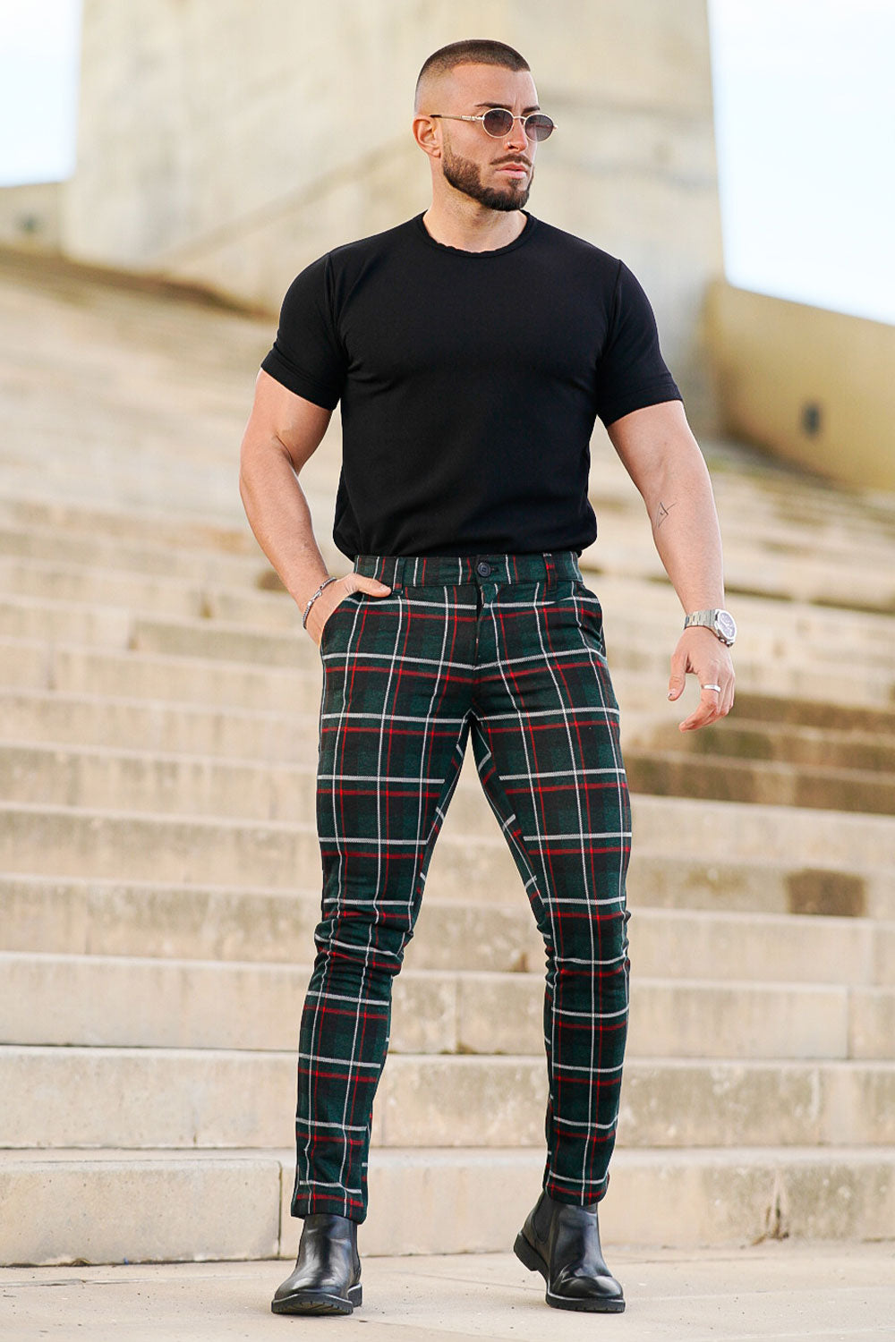 men's plaid dress pants