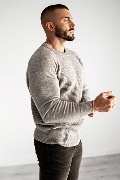 Round Neck Sweater - Grey