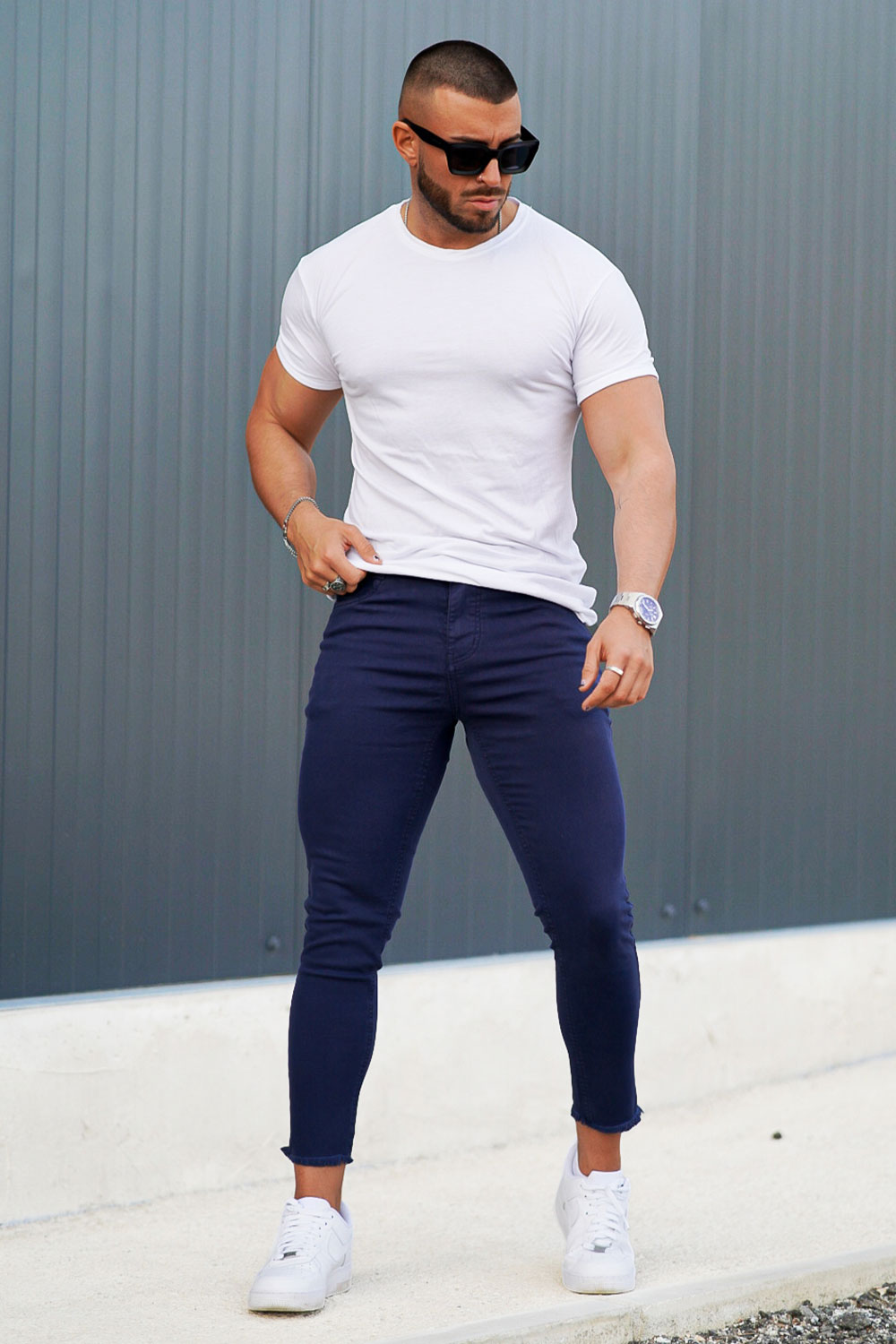 navy blue skinny jeans