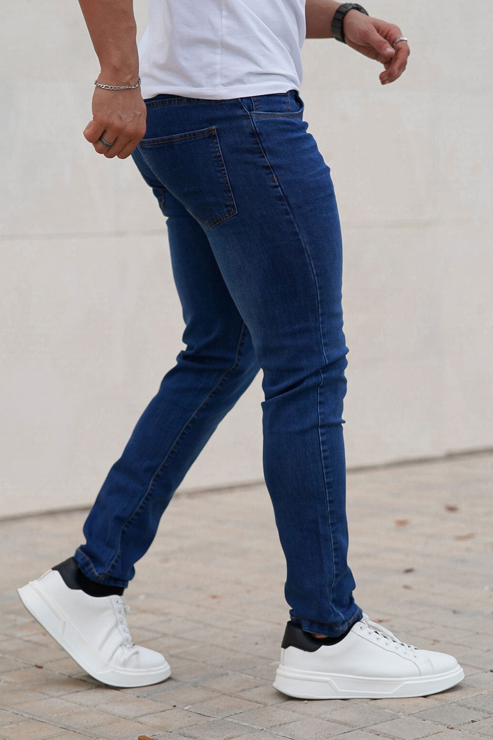 navy blue slim fit jeans