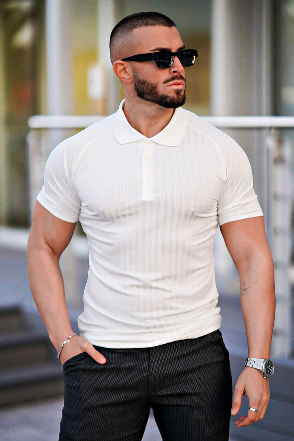 Men's Slim Fit Short Sleeve Polo Shirts - White