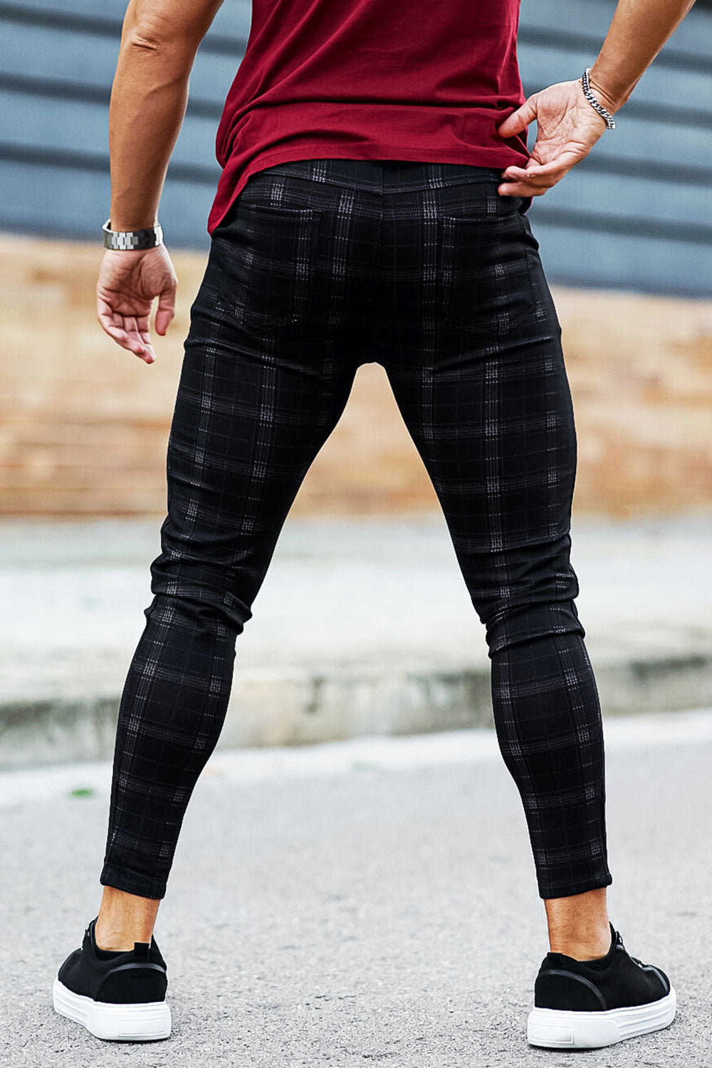 black checkered pants