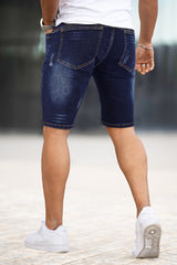 Men's Denim Short - Ripped And Dark Blue (Presale)