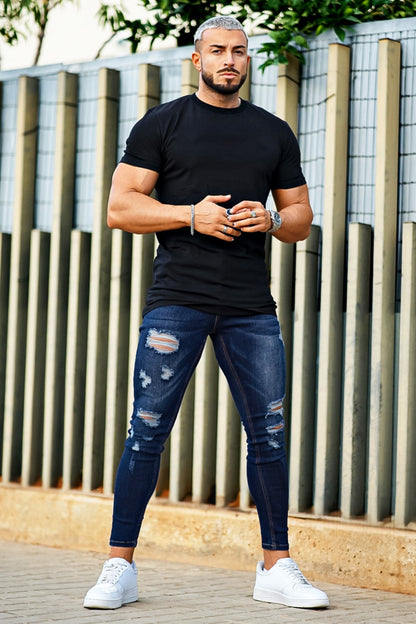 JEANS SKINNY CON ESTILO NEGRO PARA HOMBRE