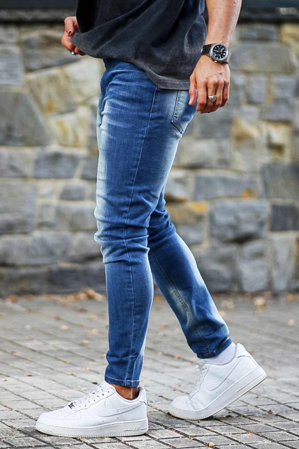 men's blue stretch skinny jeans